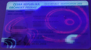 Czeski dowód osobisty w świetle UV Czeski dowód osobisty w świetle UV