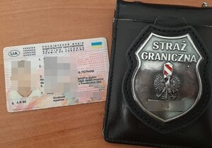 Sfałszowane ukraińskie prawo jazdy Sfałszowane ukraińskie prawo jazdy oraz legitymacja funkcjonariusza Straży Granicznej