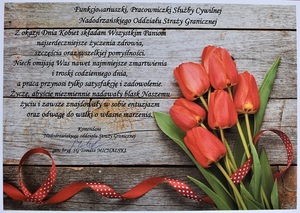 Życzenia z okazji Dnia Kobiet od Komendanta Nadodrzańskiego Oddziału Straży Granicznej Życzenia z okazji Dnia Kobiet od Komendanta Nadodrzańskiego Oddziału Straży Granicznej