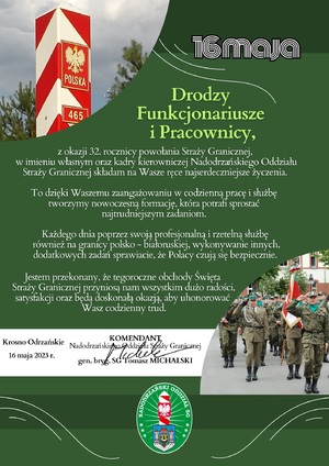 Życzenia Komendanta Nadodrzańskiego Oddziału Straży Granicznej Życzenia Komendanta Nadodrzańskiego Oddziału Straży Granicznej