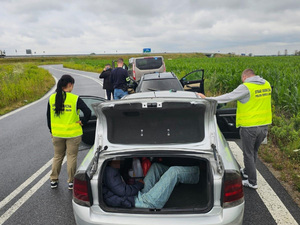 Zatrzymanie samochodów z migrantami w powiecie wrocławskim Zatrzymanie samochodów z migrantami w powiecie wrocławskim